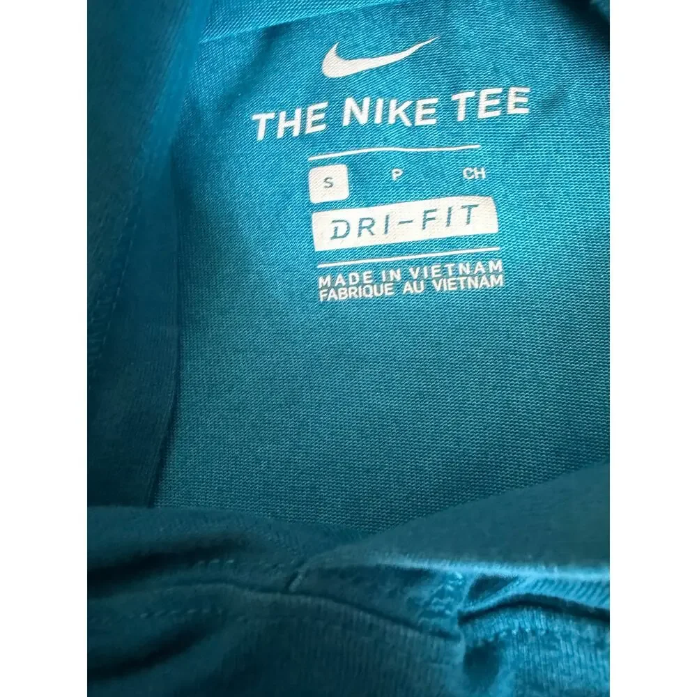 Nike The Nike Tee Dri-Fit Short Sleeve Hoodie Mens Small Teal Blue Athletic Gym